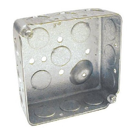 Raco Electrical Box, 21 cu in, Square Box Type, 2 Gangs, Steel, Square Shape 8190